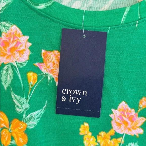 Crown & Ivy Green Floral Springtime Dress Girls Large - Picture 3 of 7